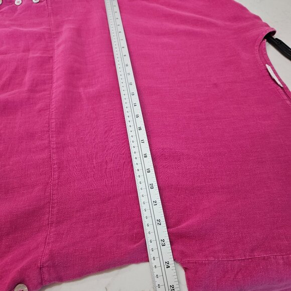 Bryn Walker Linen Tunic Top Sz Medium Fuchsia Pink Long Sleeve Lagenlook - Picture 9 of 10